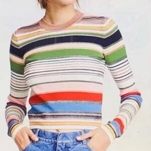 Veronica Beard Multicolor Metallic Striped Palmas Sweater Size S